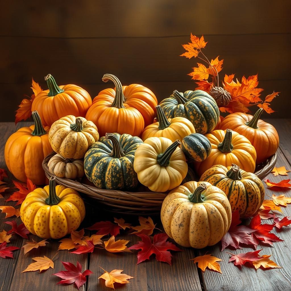 Autumn Harvest Still Life in Impressionist Style