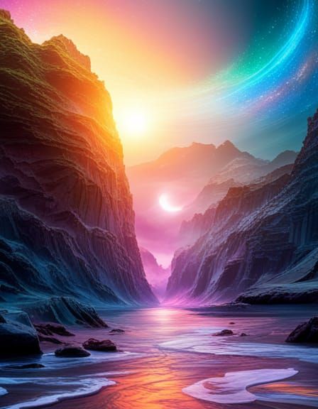 Colorful Universe with Stars in Graffiti Art Style