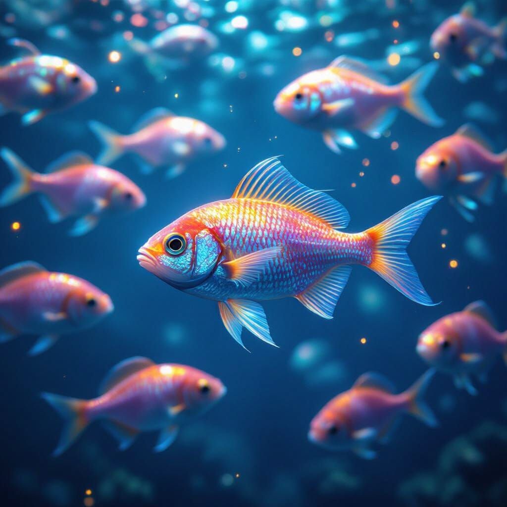 Bioluminescent Fish Transformation in Deep Ocean