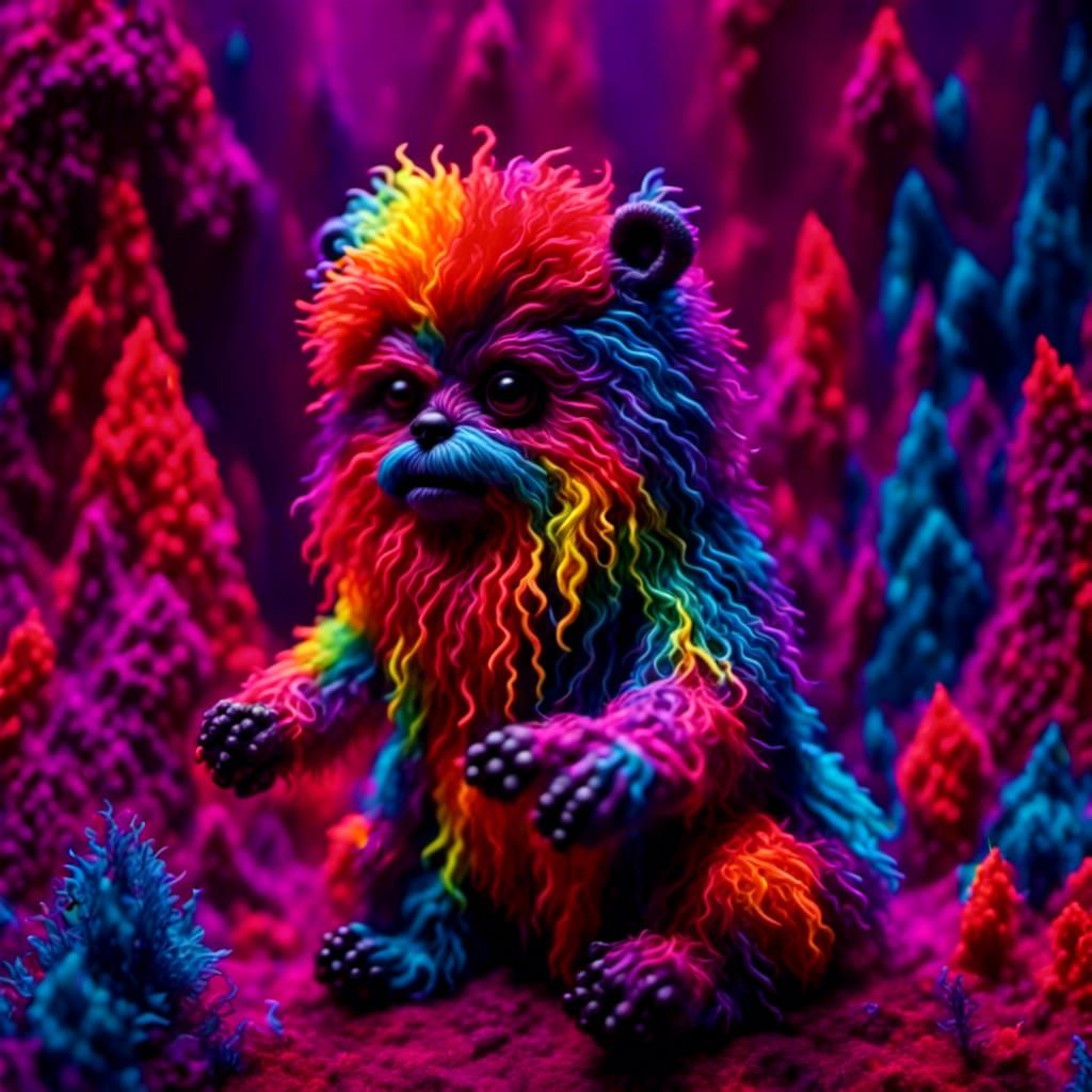 Psychedelic Chewbacca Monster on Rainbow, Stop Motion