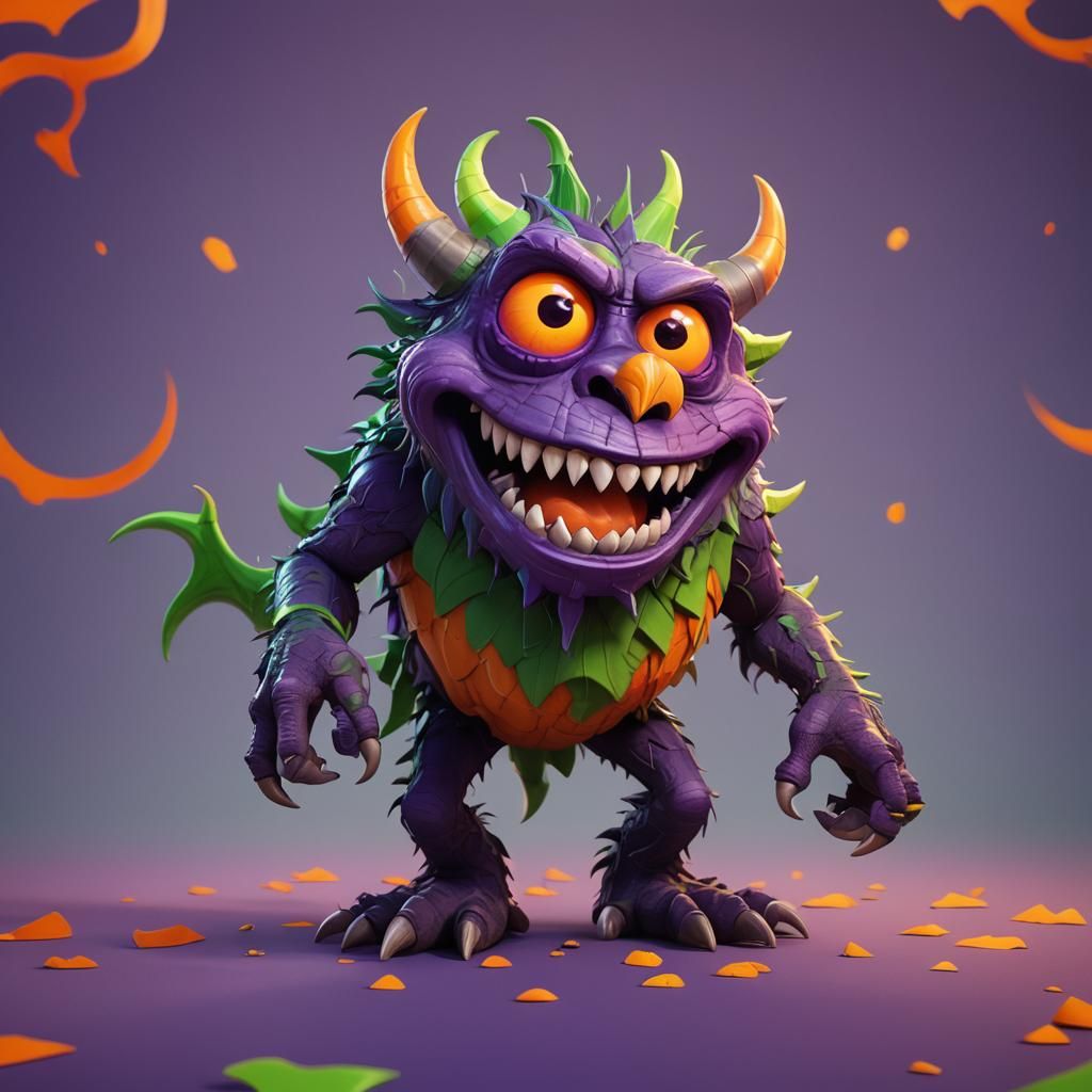 Pixar-Style 3D Halloween Monster Concept Art