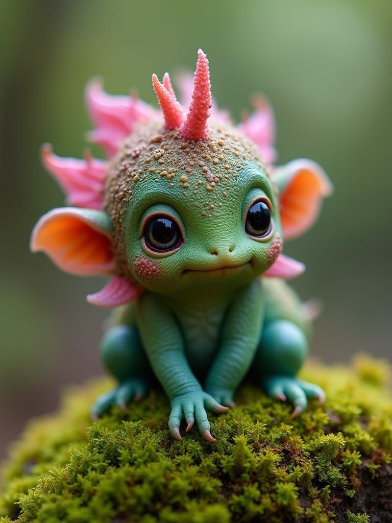 Charming Tardigrade Elf in Mossy Garden Landscape