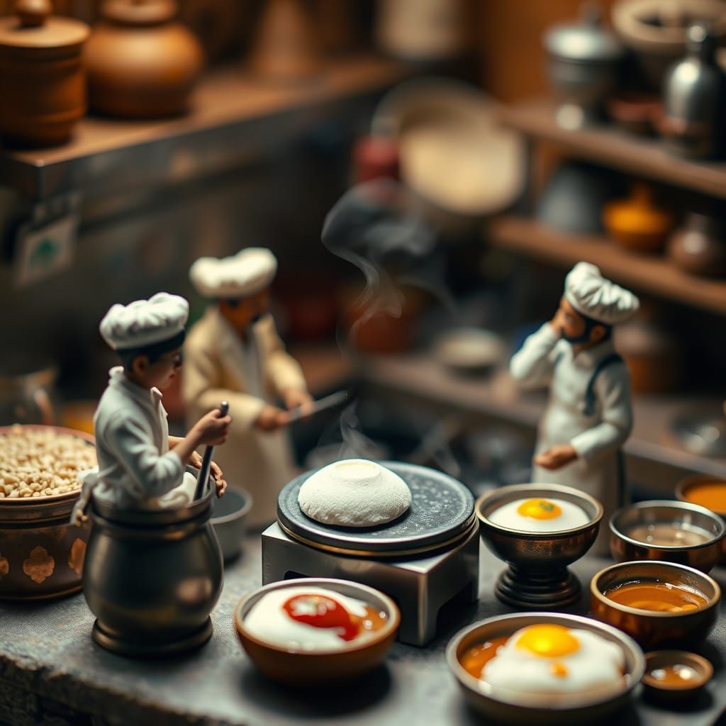 Miniature Dosa and Idli Creation: A Culinary Lifecycle