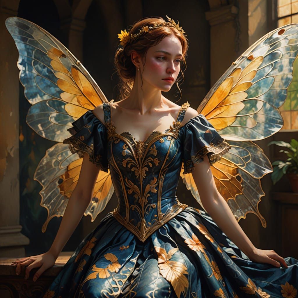 Majestic Fantasy Fairy in Warm Cinematic Lighting