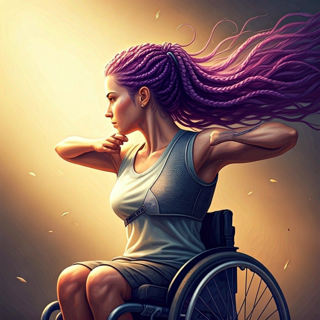 Paralympic Archer in Dynamic Oil Painting Style