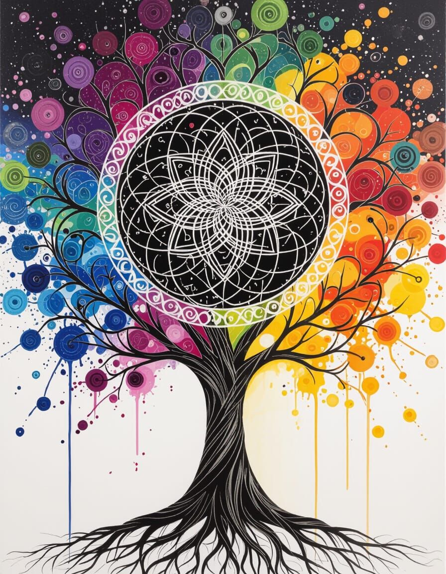 Kabbalah Tree of Life Inksplash Painting