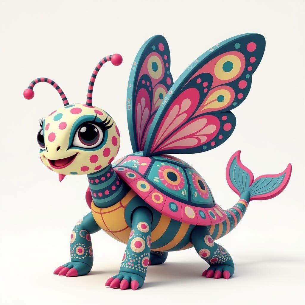 Fantastical Alebrije Creature with Ant Head and Turtle Body