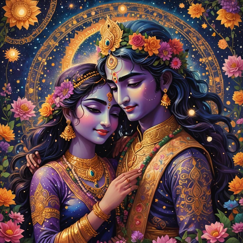 Krishna and Radha: Cosmic Romanticism in Digital Art