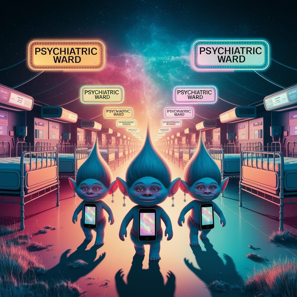 Holographic Trolls in Astral Landscape by Pablo Amaringo