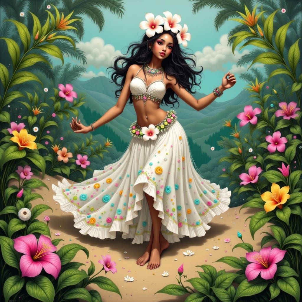 Laka Hula Dance in Vibrant, Expressive Style