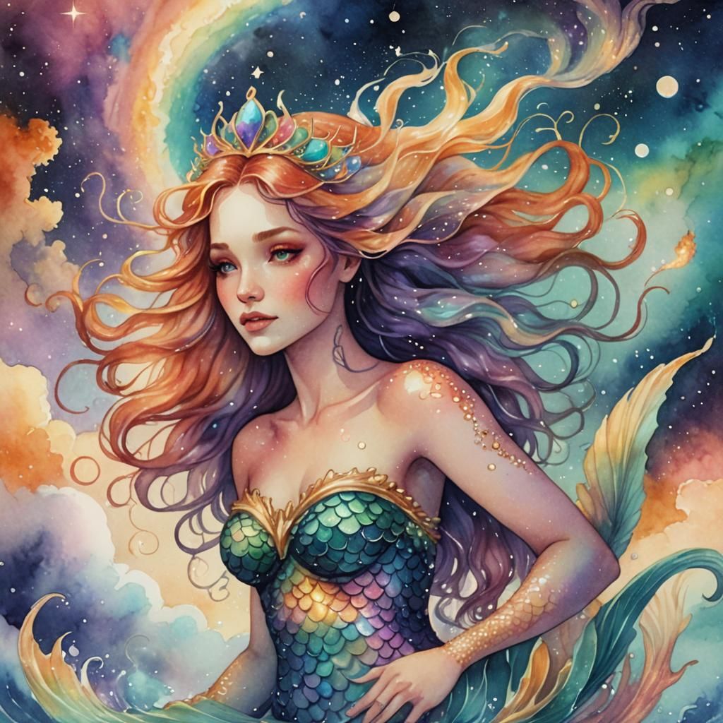 Beautiful nebula Mermaid Queen