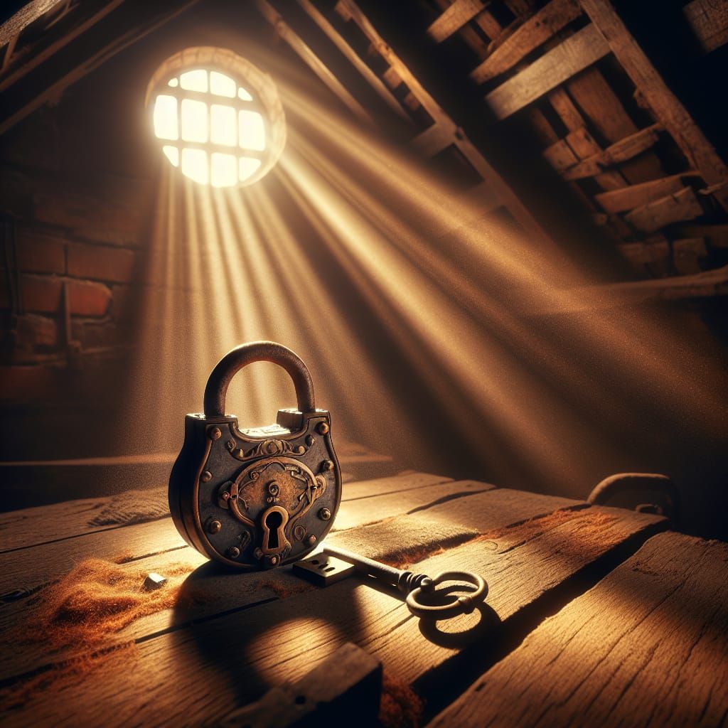 Antique Lock and Key in Warm Light