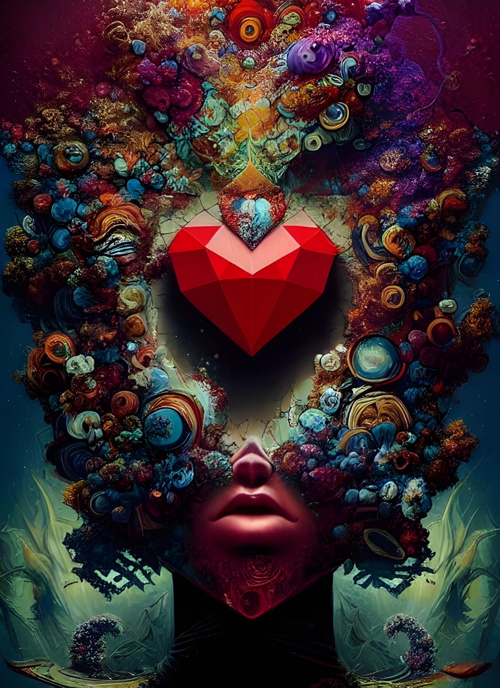 Red Heart Jigsaw Puzzle in Photorealistic Suprematism