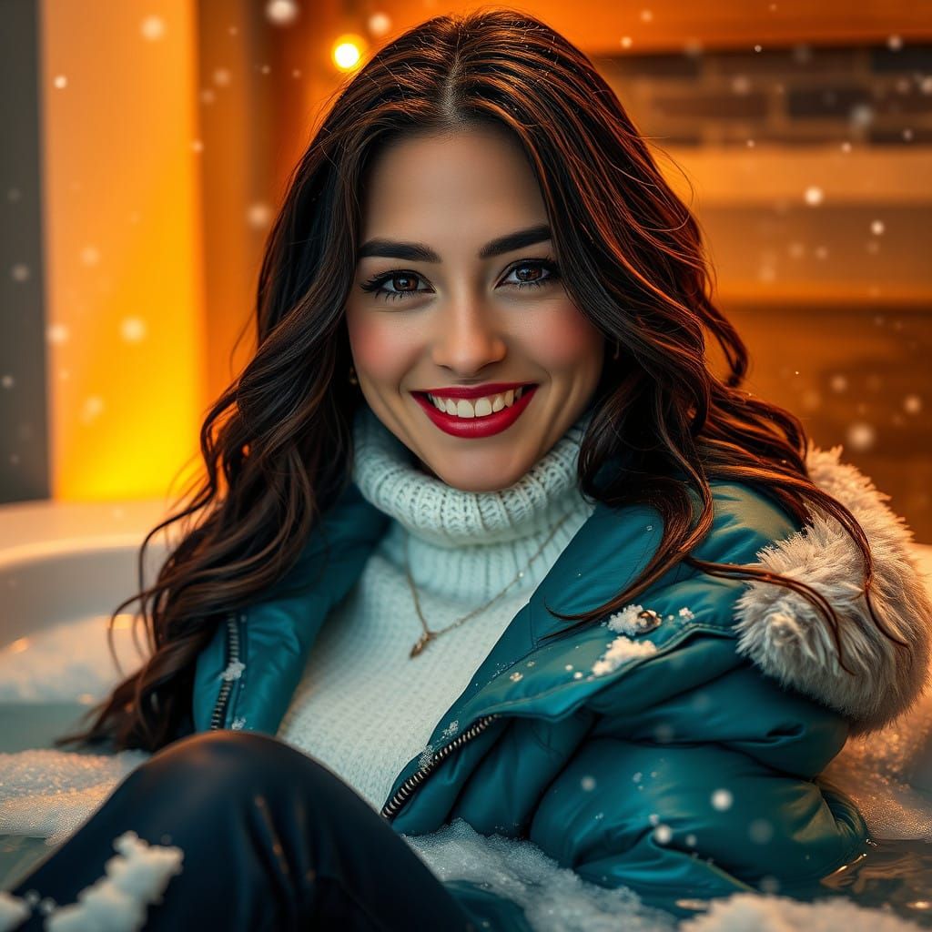 Elegant Woman in Winter Wonderland