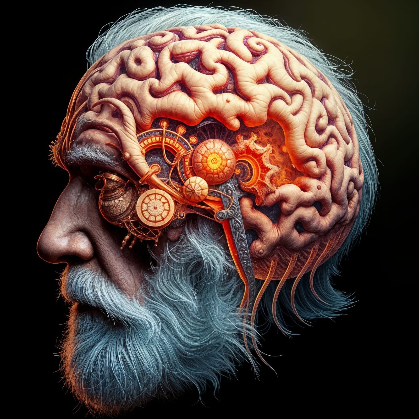 Old Man's Fractal Brain Close-Up