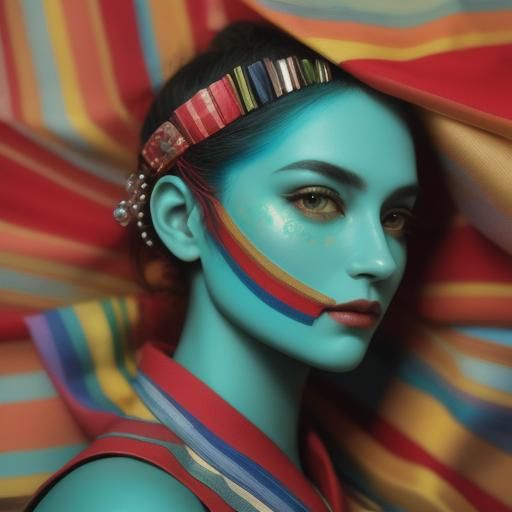 Patchwork Quilt Face with Glass and Crystal Accents