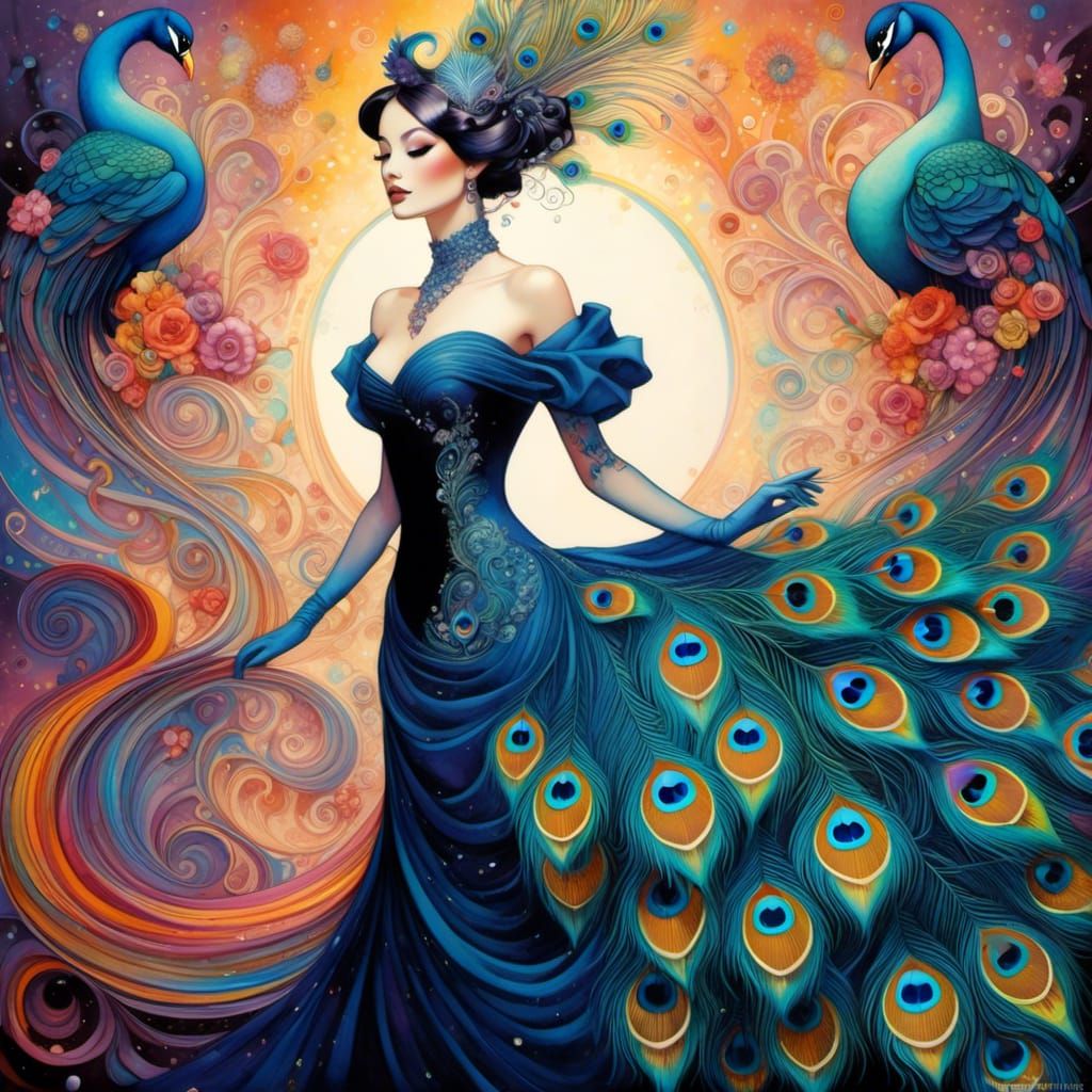 Peacock Themed Ball-Gown