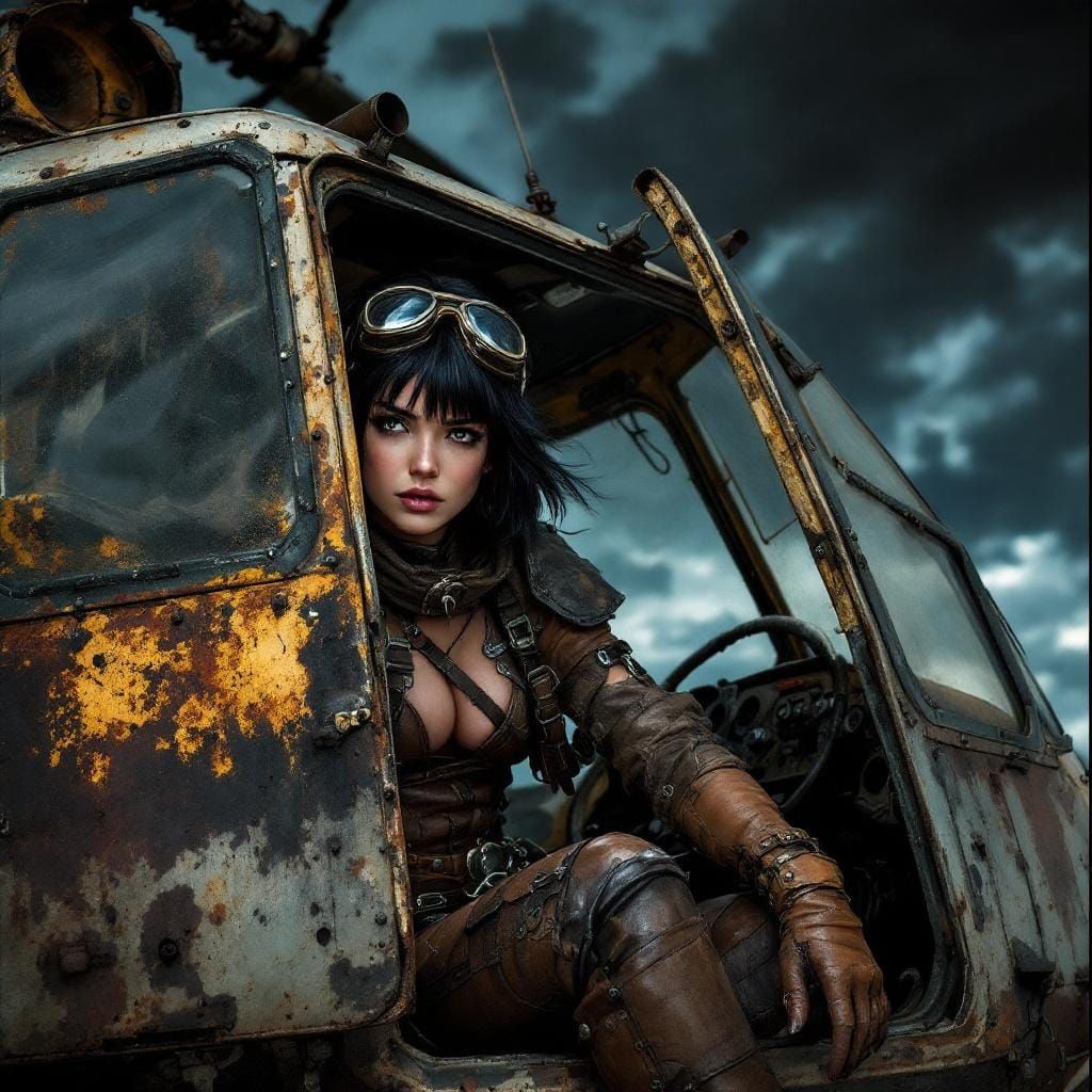 Post-Apocalyptic Pilot Girl in Gritty Style