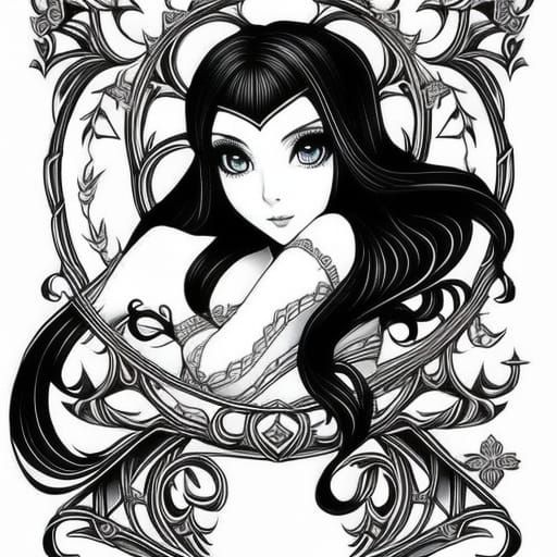 Fairytale Coloring Page in Anime Style