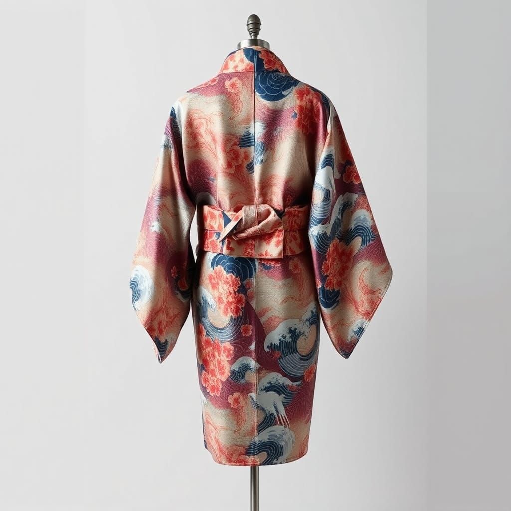 Detailed Kimono with Traditional Japanese Patterns
