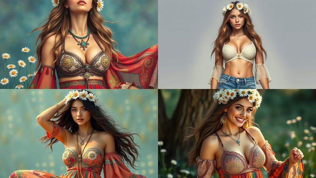 Glowing Hippie Goddess in Floral Crown