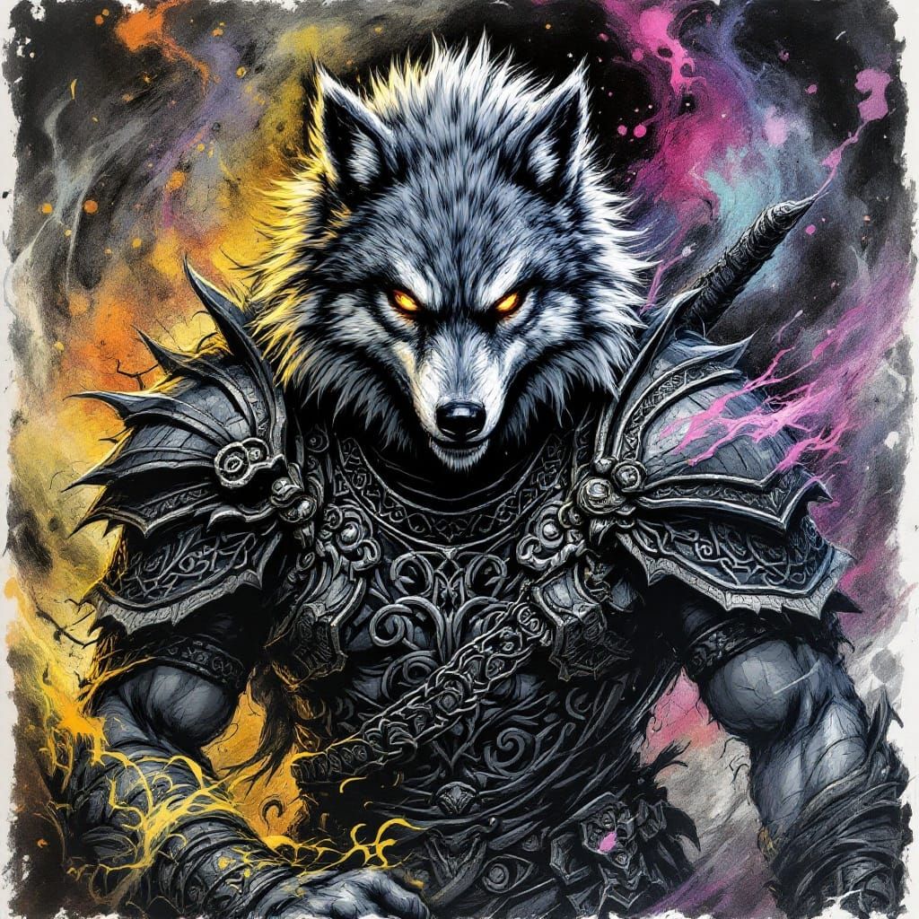 Epic Wolf Warrior in Celtic Armor