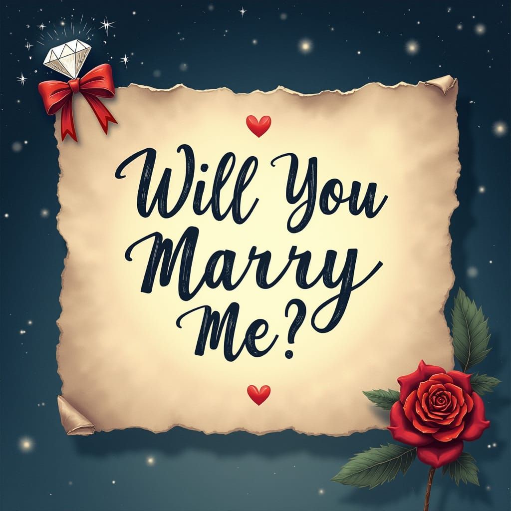 Elegant Calligraphy Proposal on Starry Night