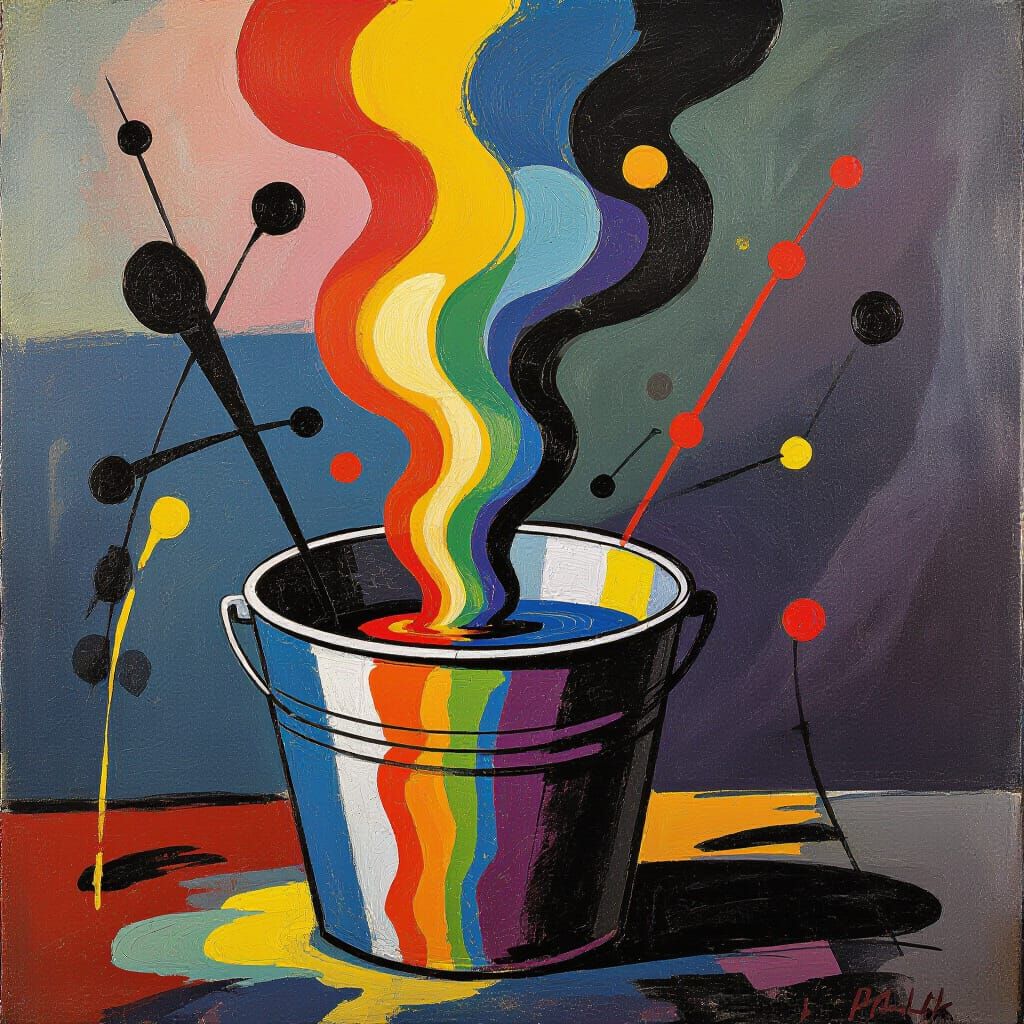 Ominous Action Painting with Flowing Colors