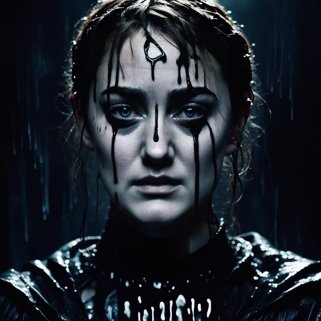 Shailene Woodley with Distressed Black Makeup