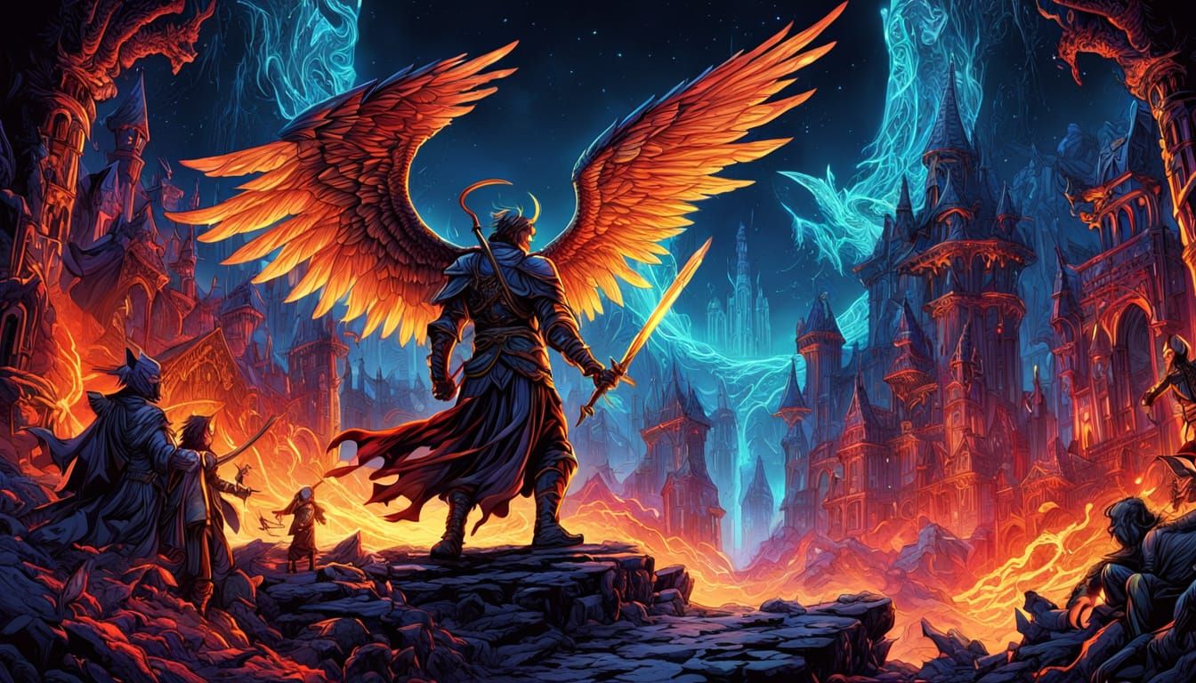 Angels and Demons Interact in Vibrant Comic Art