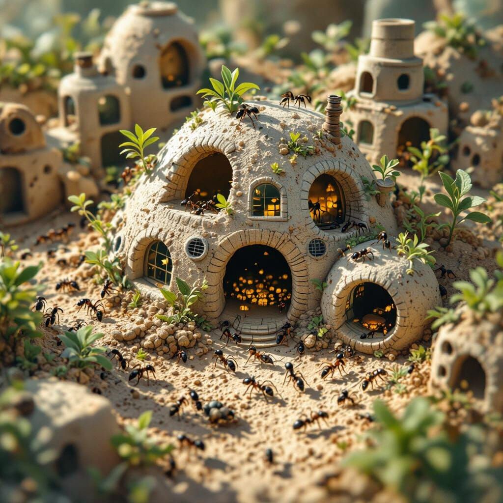Hyperrealistic Ant City Aerial View