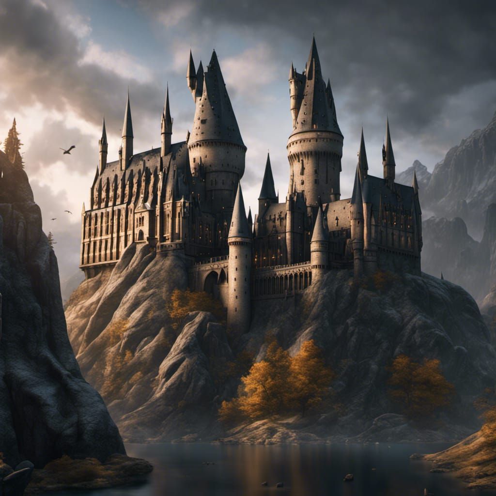 Detailed Matte Painting of Hogwarts Castle
