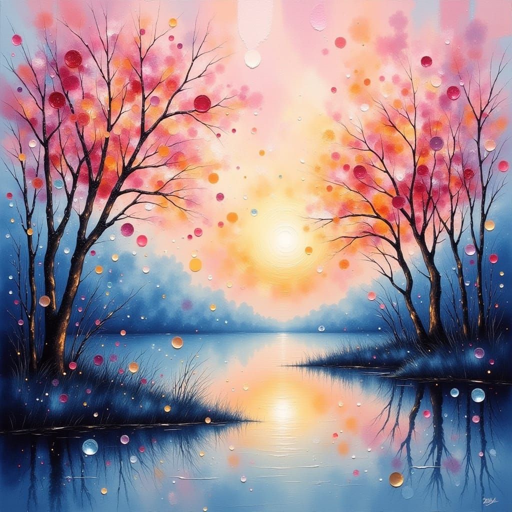 Ethereal Sunrise Over a Serene Lake