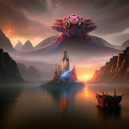 Detailed Octopus Portrait in a Maximalist Style