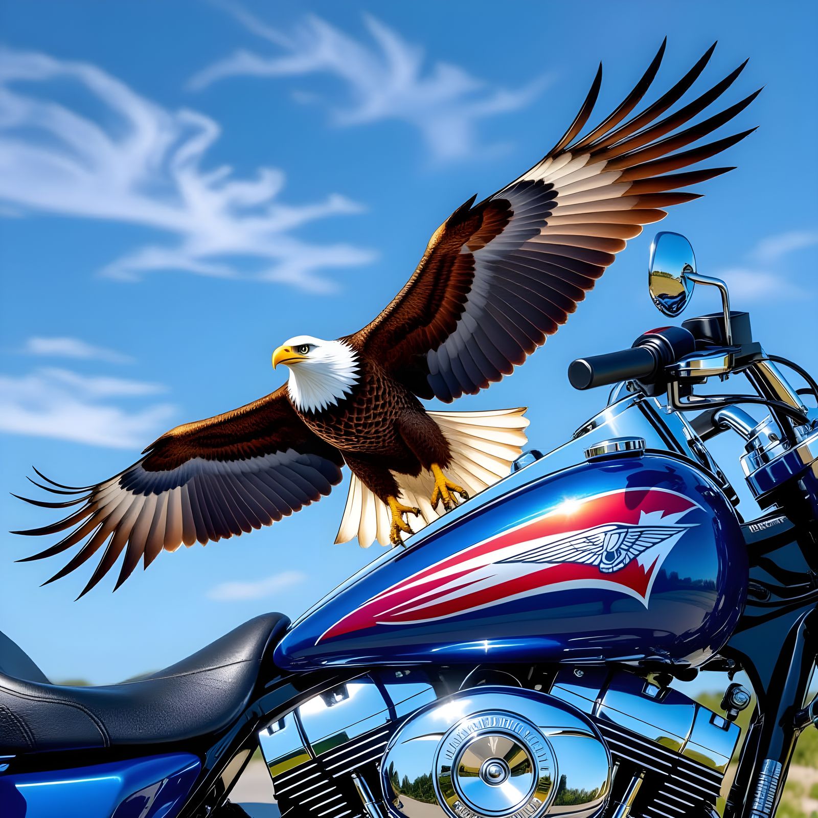 Bald Eagle Airbrushed Motorcycle Art