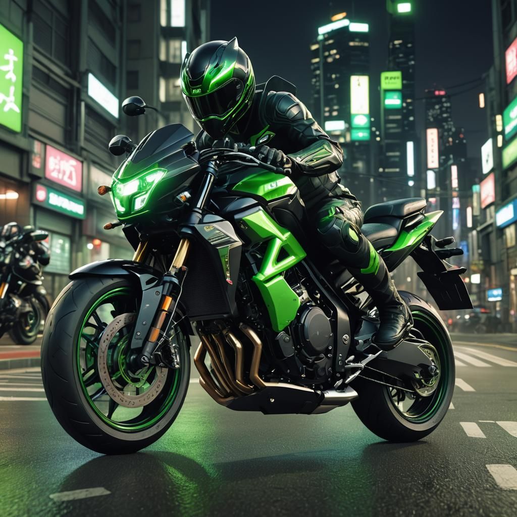 Sleek Honda Hornet Motorcycle in Futuristic Cityscape