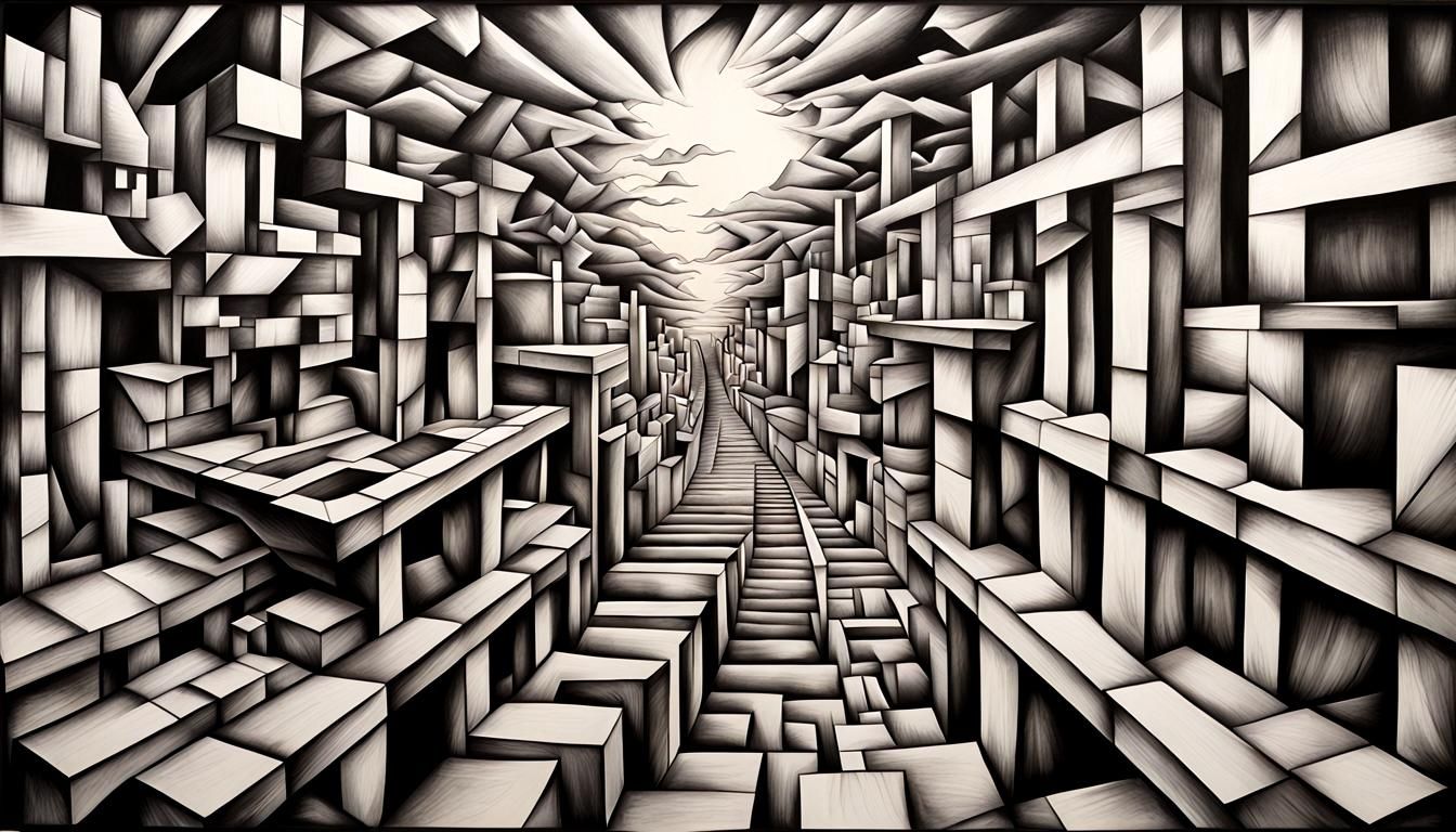 Mesmerizing Optical Illusion in Cubist Style