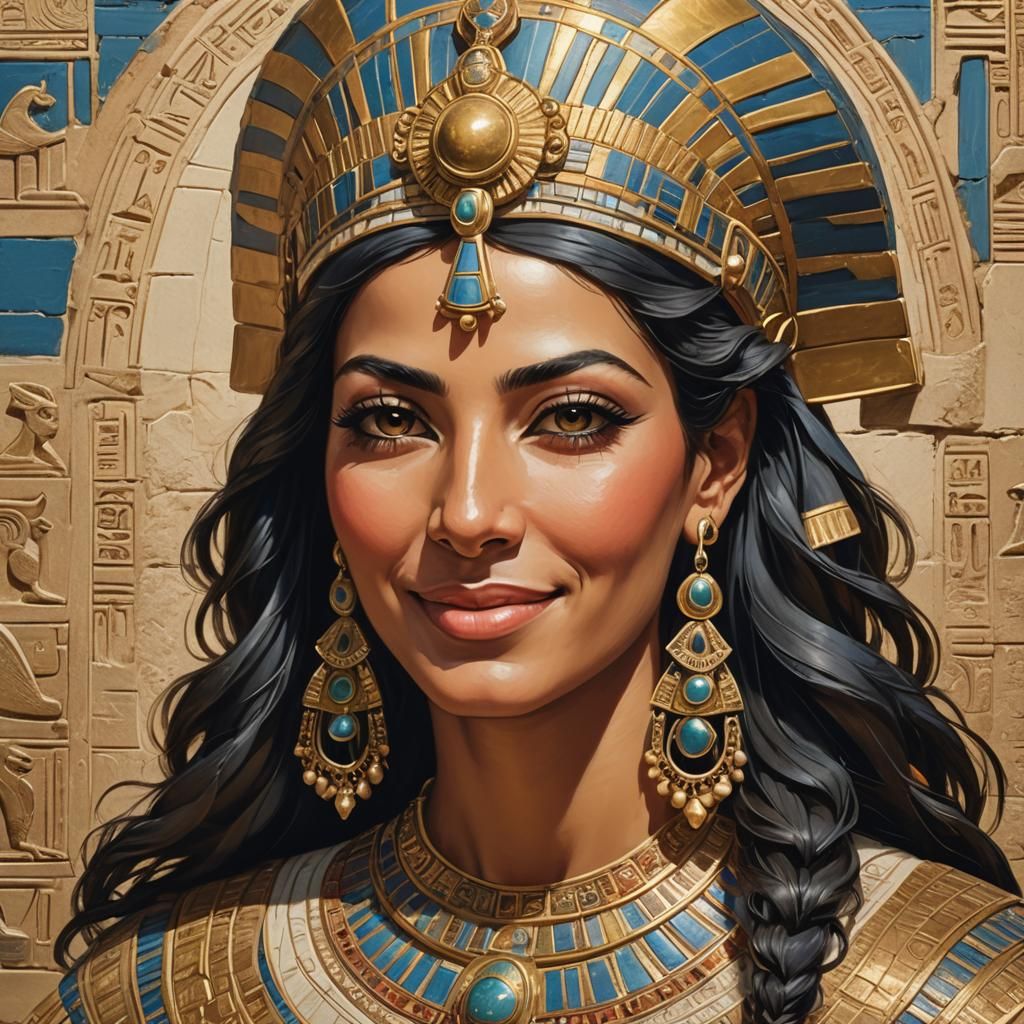 Egyptian Queen Portrait with Phoenician Art Influences
