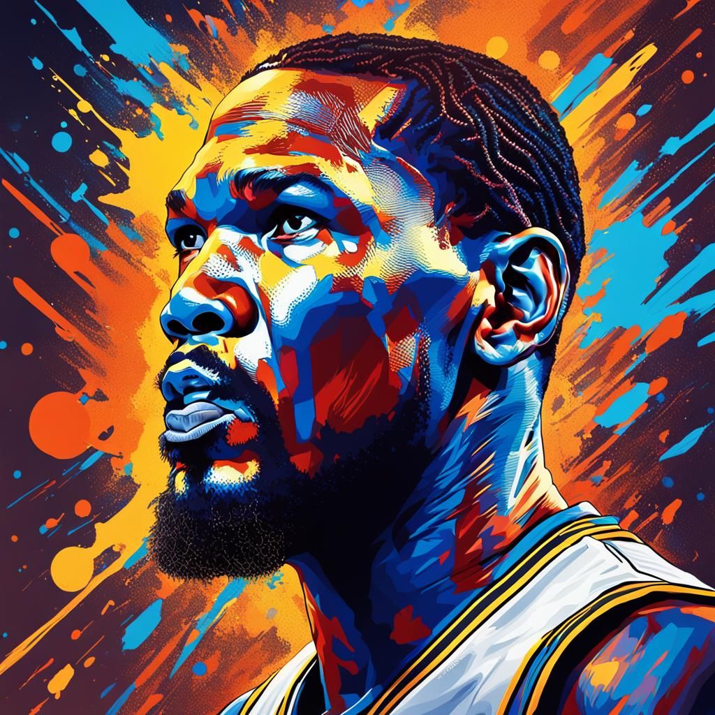 Hyperrealistic Portrait of Kevin Durant as Splash Art