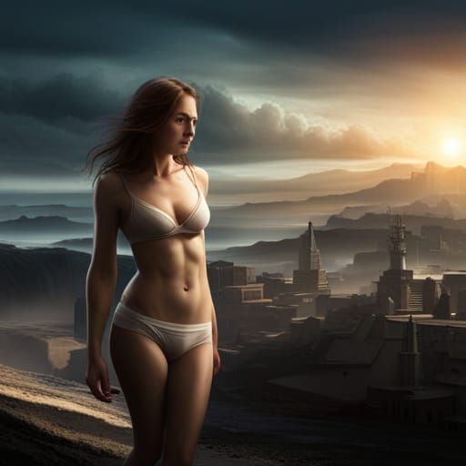 Girl in Underwear: Dramatic Digital Matte Painting