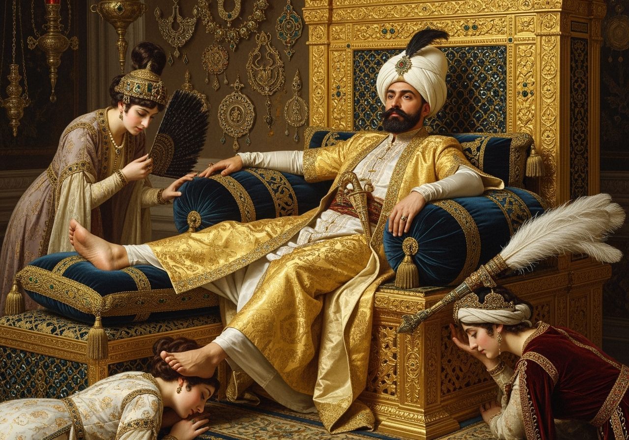 Ottoman Sultan on Jeweled Throne, Ottoman Court Style