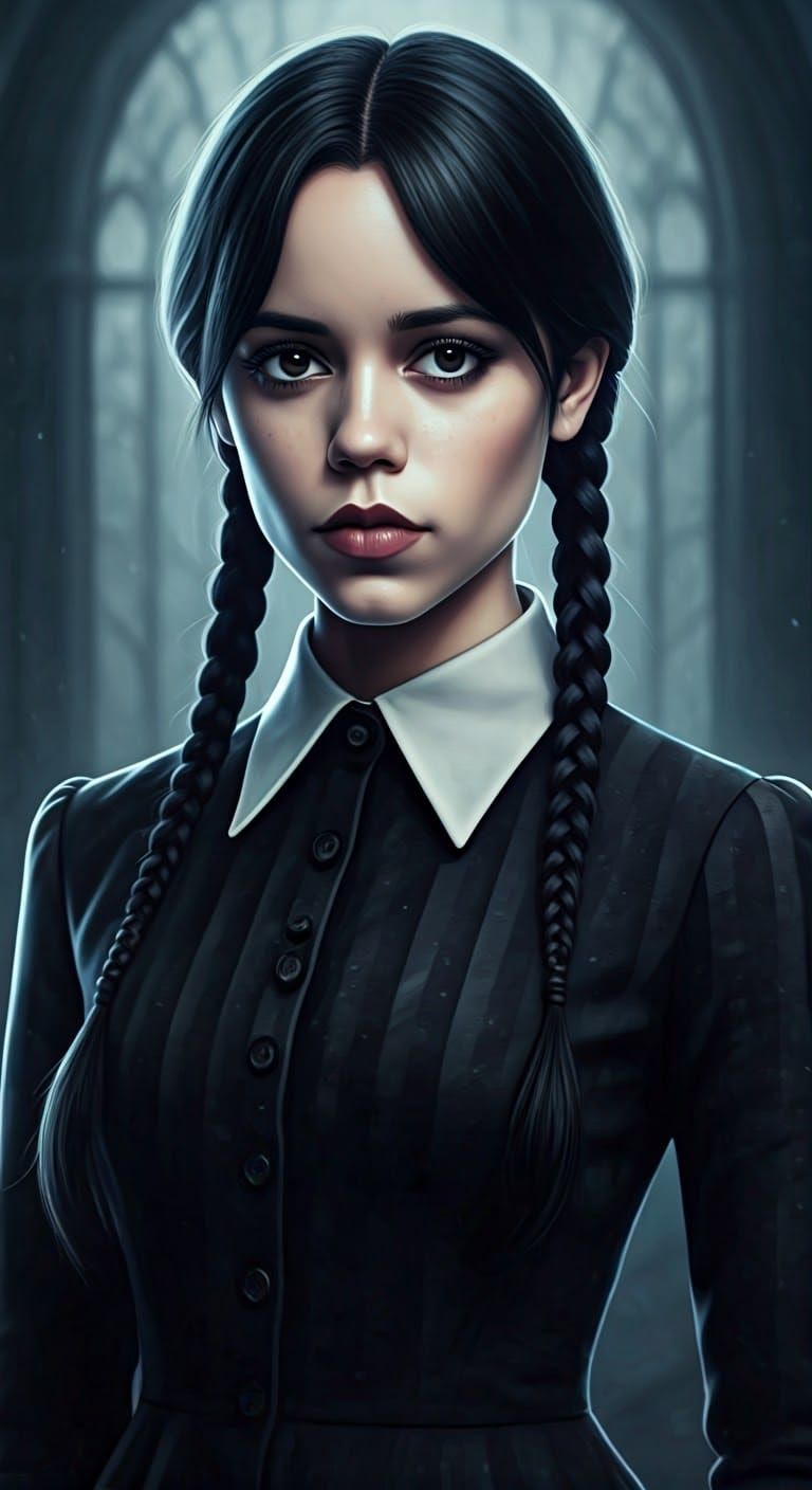 Wednesday Addams in Gothic Victorian Style