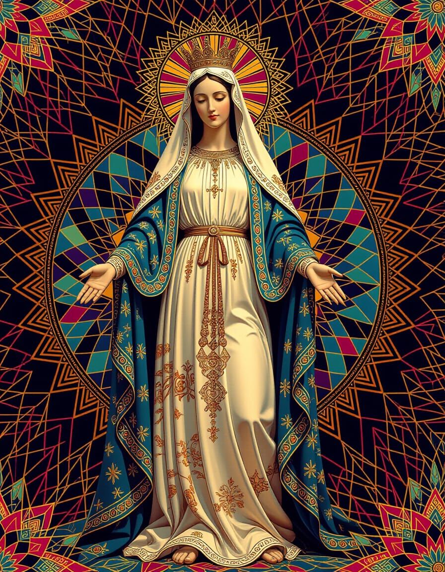 Blessed Virgin Mary with Geometric Patterns