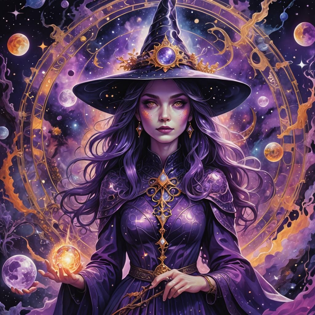 purple, witch, fantasy, mystical, magic