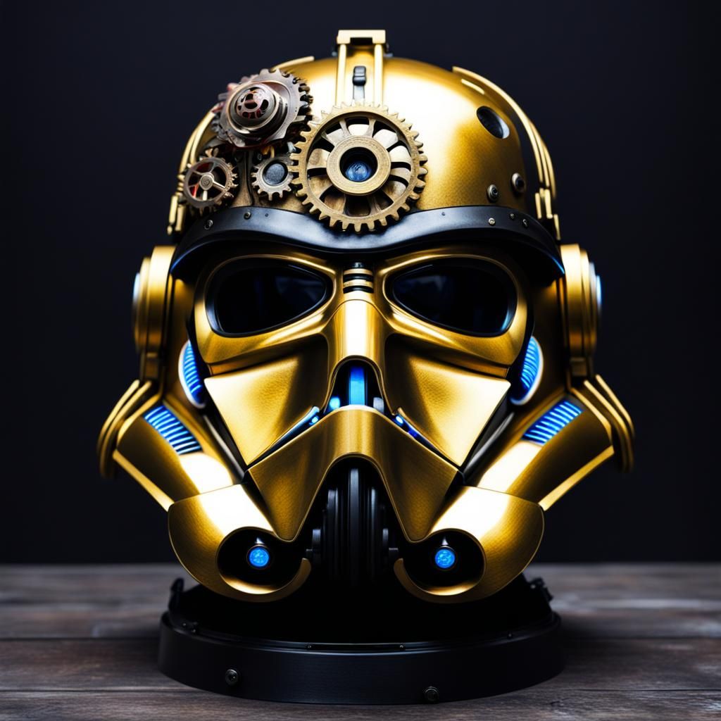 Steampunk Cyberpunk Helmet with Gears and Neon