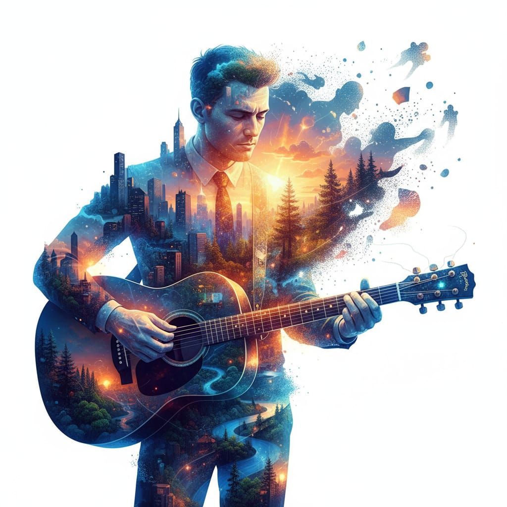 Bioluminescent Double Exposure of City and Nature