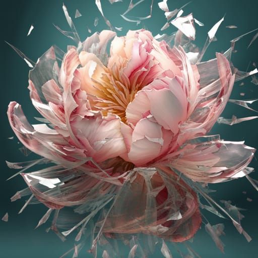 Elegant Glass Peony Flower Art