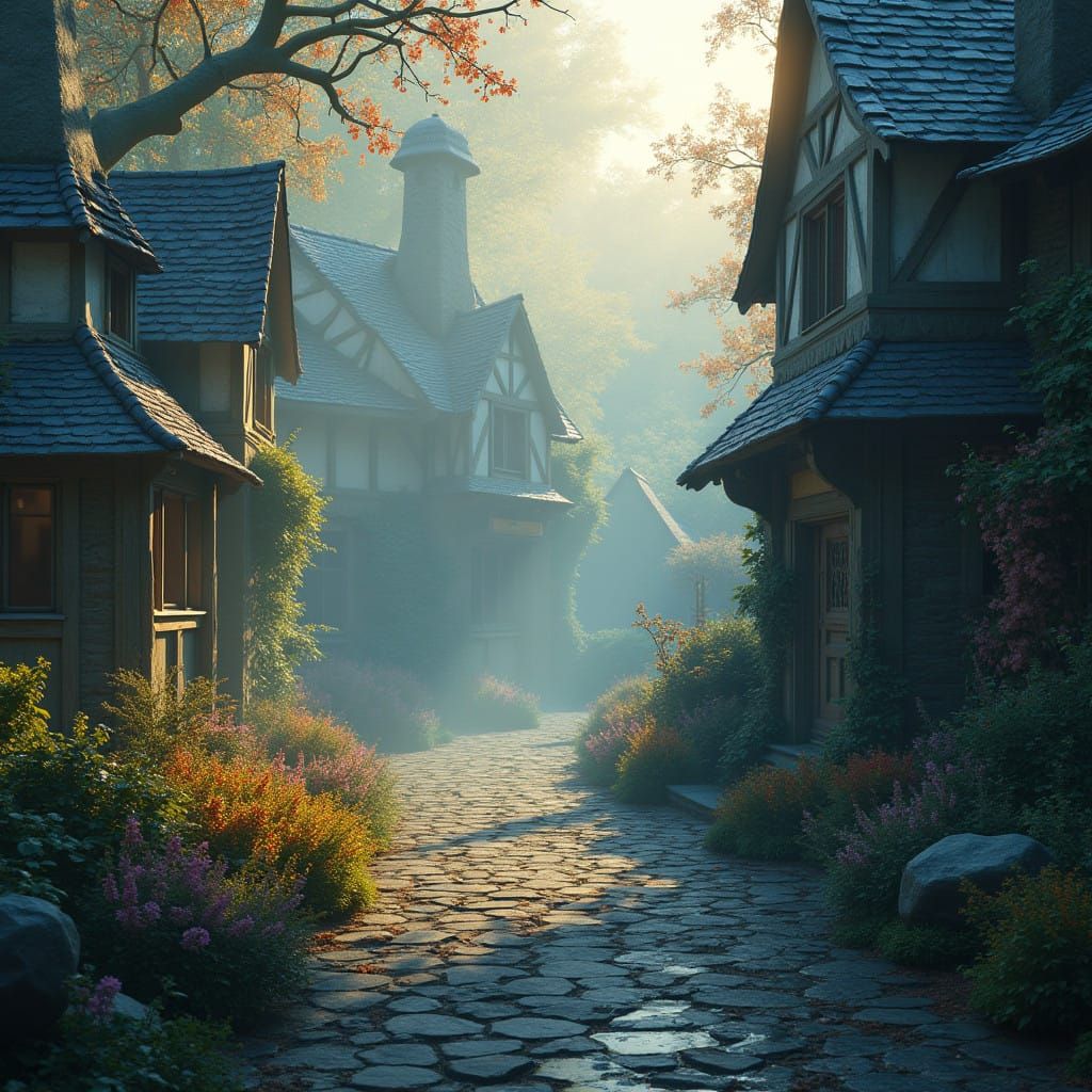 Mystical Puddle Lane in the English Countryside