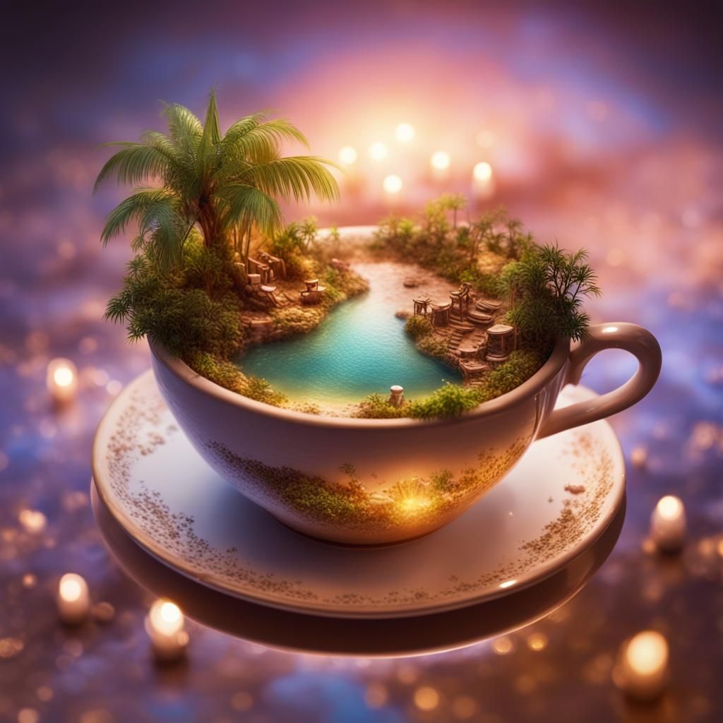Magical Island Oasis Revealed in a Teacup