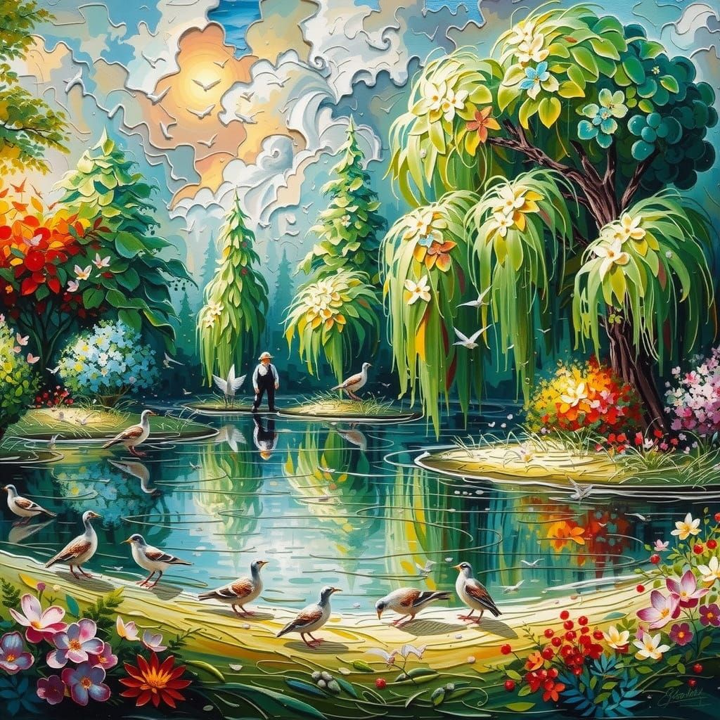 Vibrant Birdsong in Lush Greenery